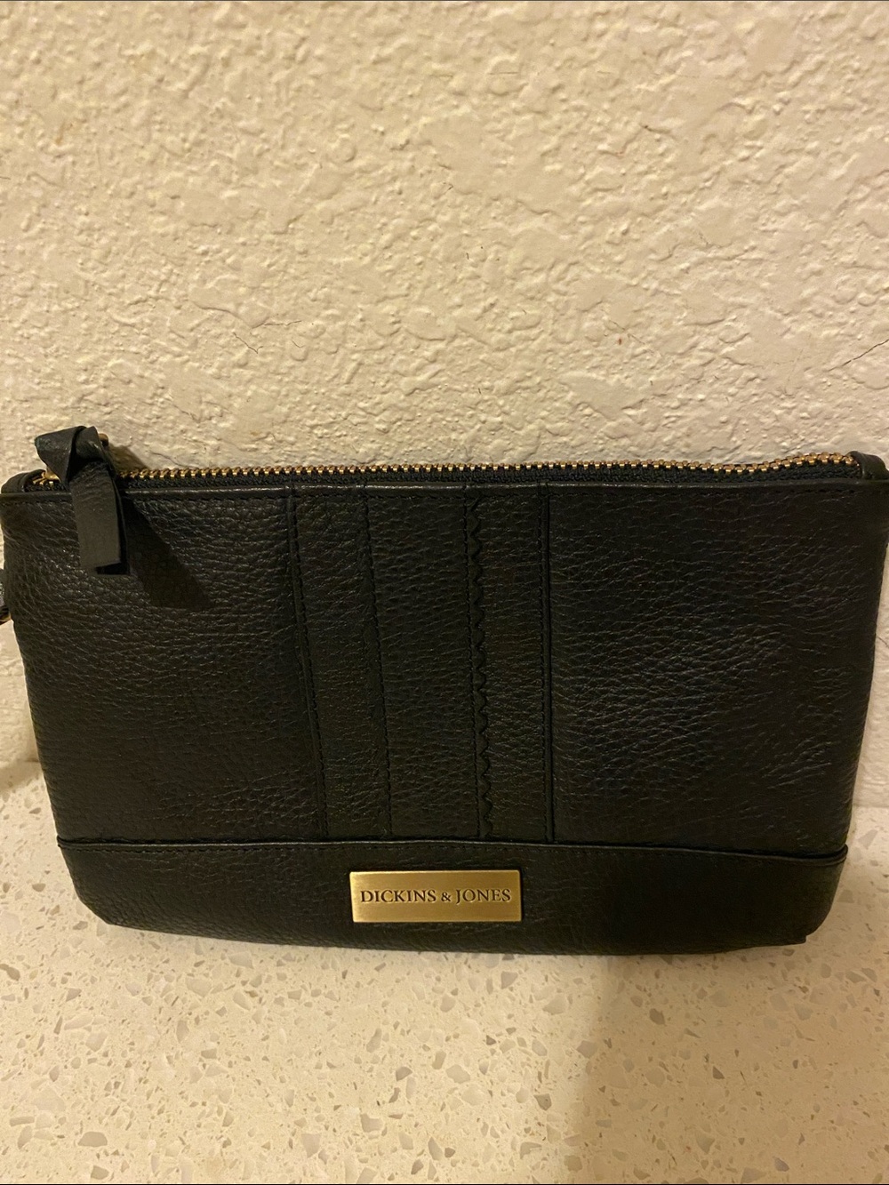 Black Leather Wristlet Clutch